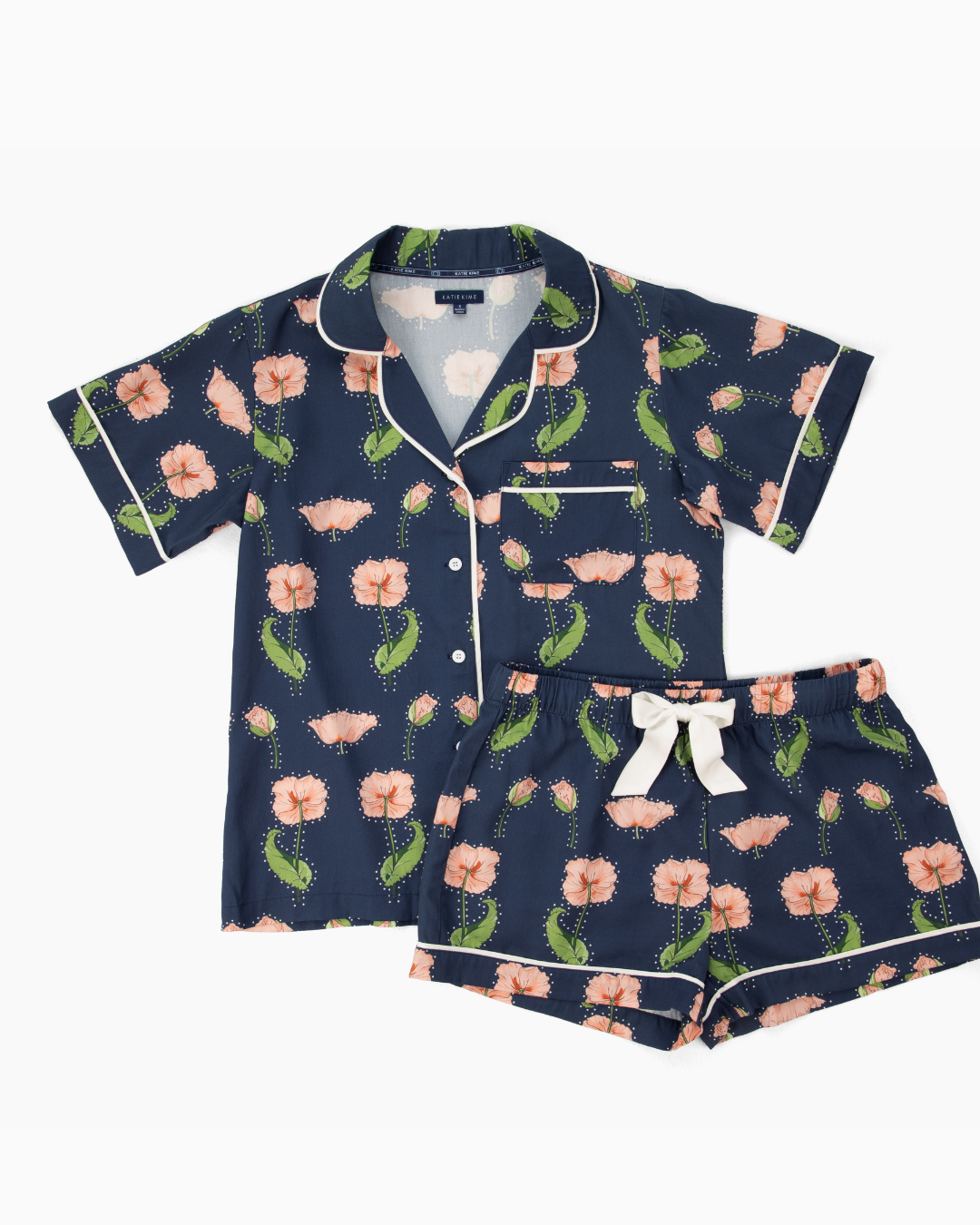 Rhinestone Flower Pajama Shorts Set Pajama Set Katie Kime