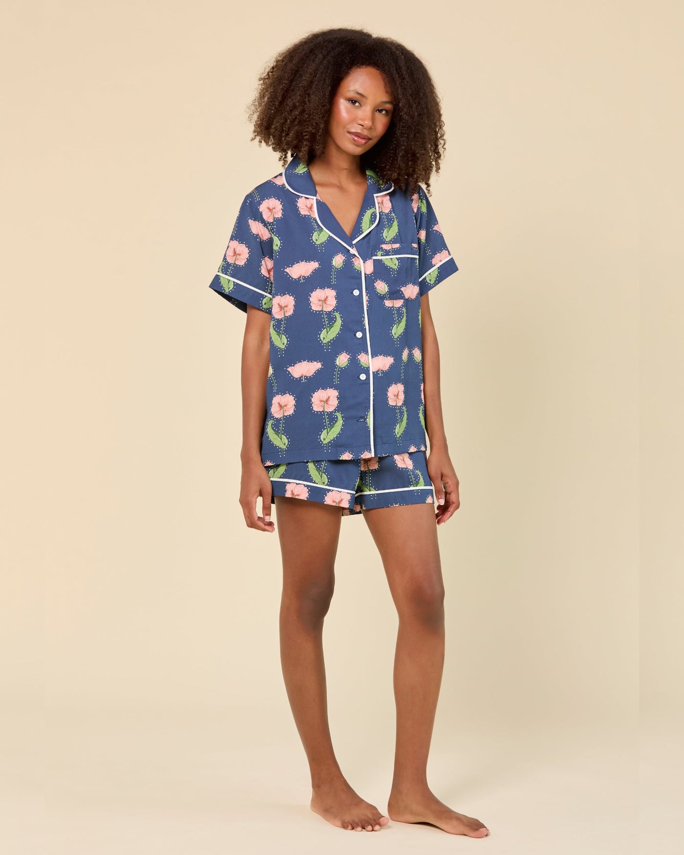 Rhinestone Flower Pajama Shorts Set Pajama Set Katie Kime