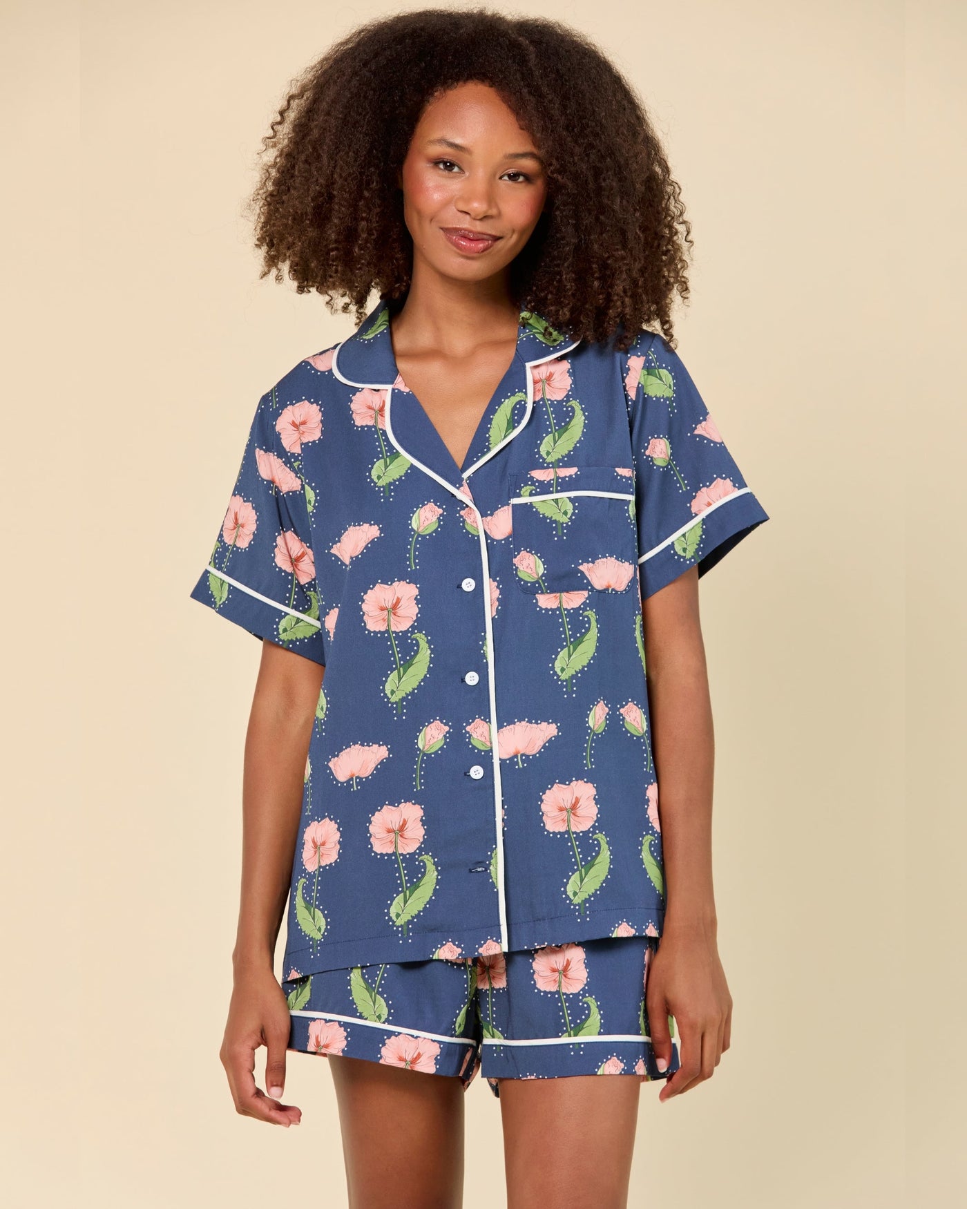 Rhinestone Flower Pajama Shorts Set Pajama Set Katie Kime