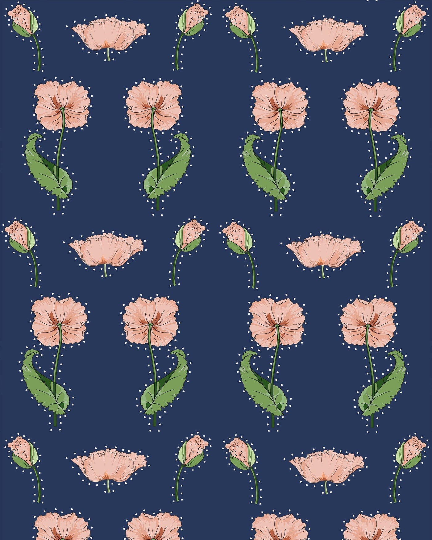 Rhinestone Flower Traditional Wallpaper Wallpaper Navy / Double Roll Katie Kime