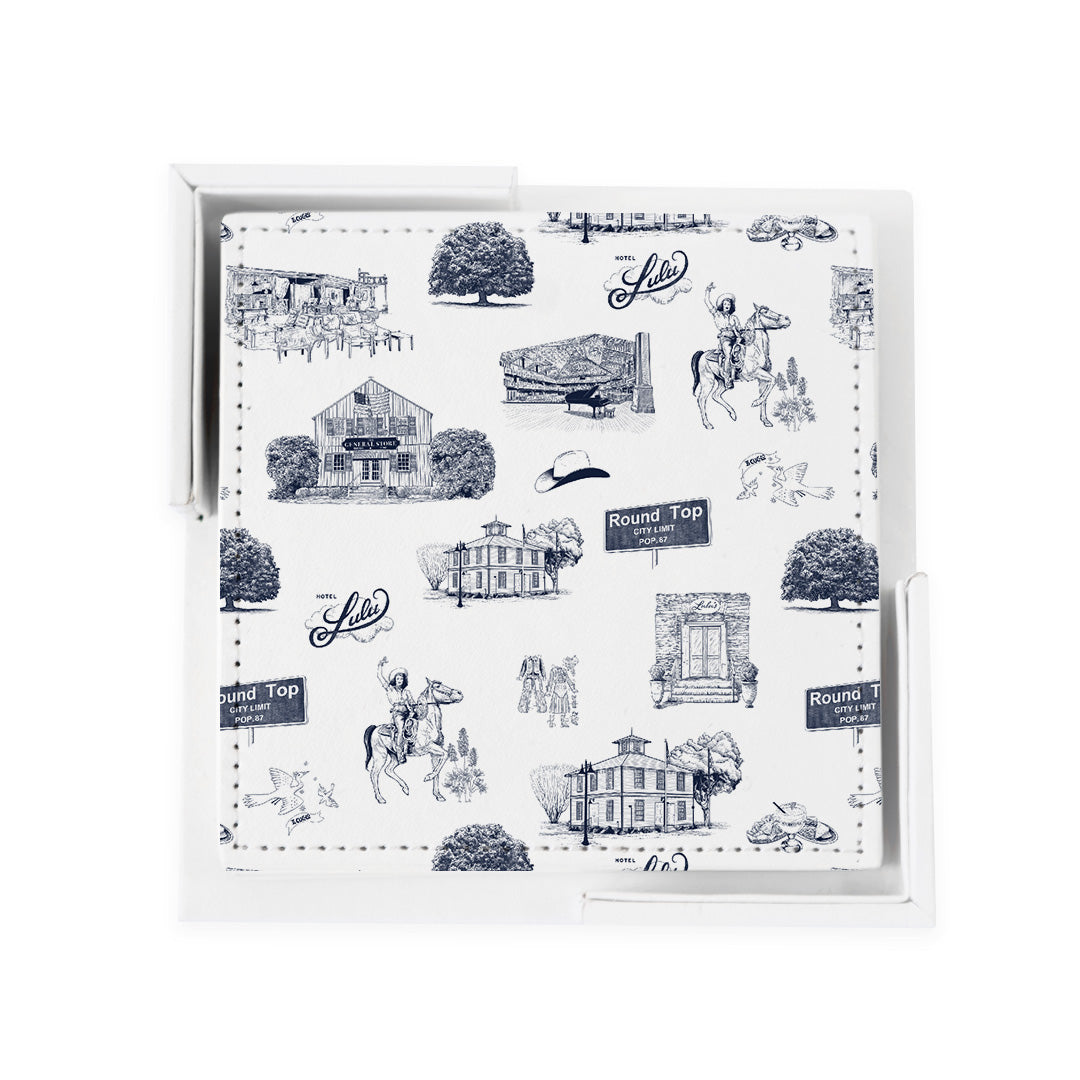 Round Top Toile Coaster Set Coaster Set Navy Katie Kime