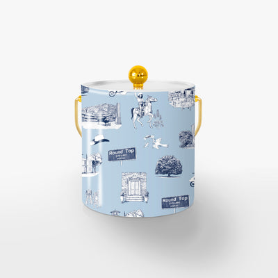 Round Top Toile Ice Bucket Ice Bucket Light Blue Navy / Gold Katie Kime