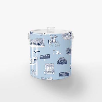 Round Top Toile Ice Bucket Ice Bucket Light Blue Navy / Lucite Katie Kime