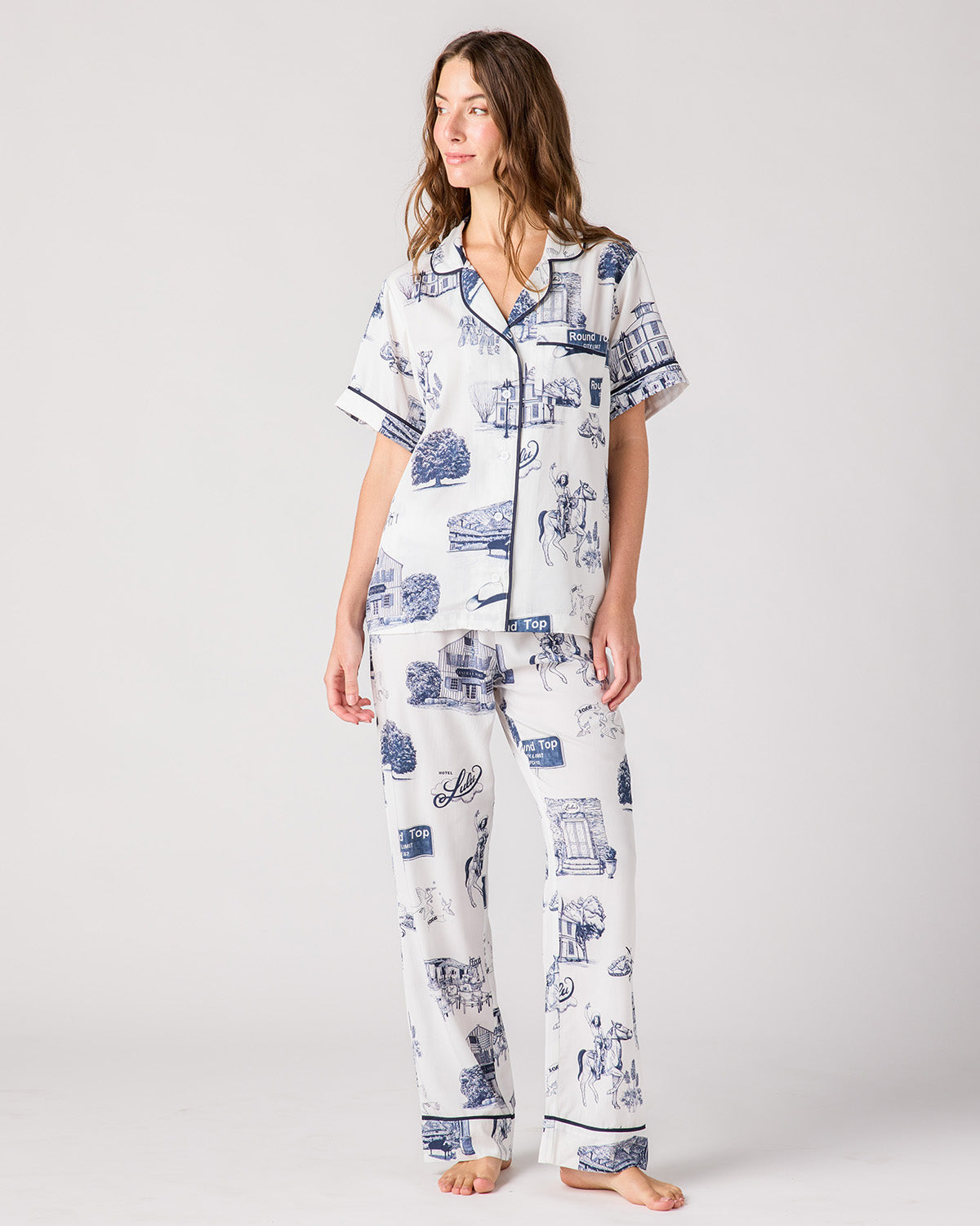 Round Top Toile Pajama Pants Set Pajama Set Katie Kime