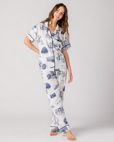 Round Top Toile Pajama Pants Set Pajama Set Navy / XXS Katie Kime