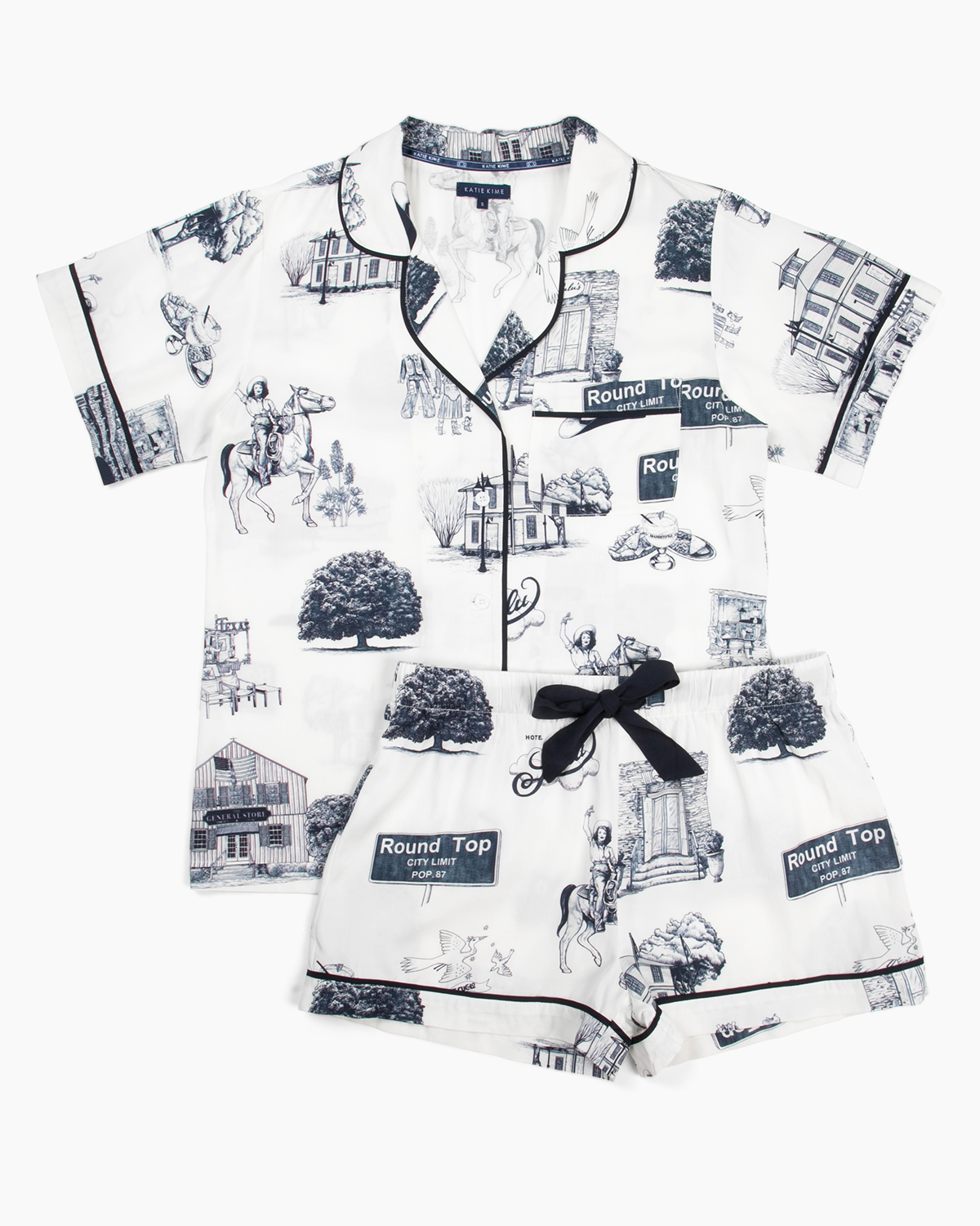 Round Top Toile Pajama Shorts Set Pajama Set Katie Kime