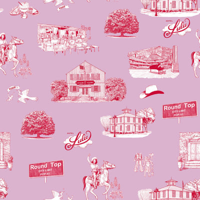 Round Top Toile Peel & Stick Wallpaper Peel & Stick Wallpaper Lilac Cranberry / 24" x 144" Katie Kime