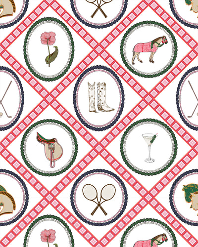 Saddles and Swings Traditional Wallpaper Wallpaper Multi / Double Roll Katie Kime
