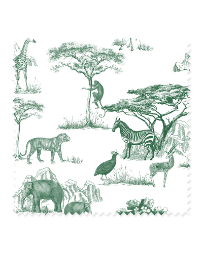 Safari Toile Fabric Fabric By The Yard / Cotton Twill / Hunter Katie Kime