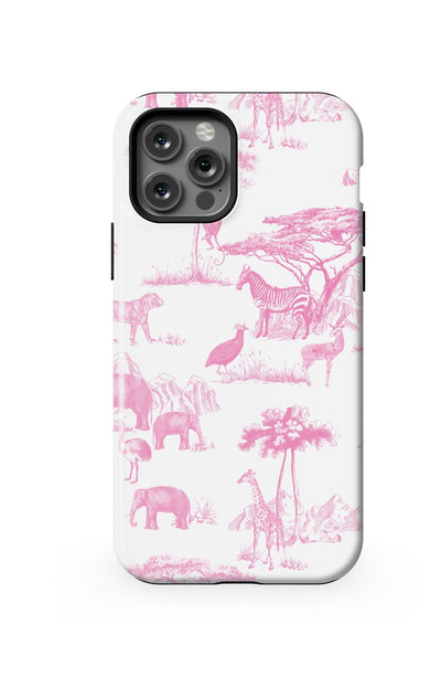 Safari Toile iPhone Case Phone Case Pink / iPhone 12 Pro / MagSafe Tough Katie Kime