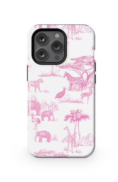 Safari Toile iPhone Case Phone Case Pink / iPhone 13 Pro / MagSafe Tough Katie Kime