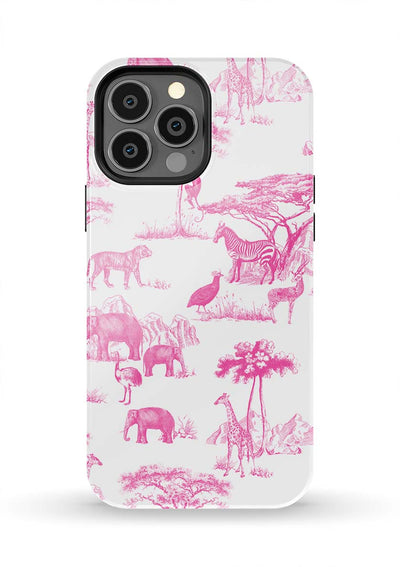 Safari Toile iPhone Case Phone Case Pink / iPhone 13 Pro Max / Tough Katie Kime