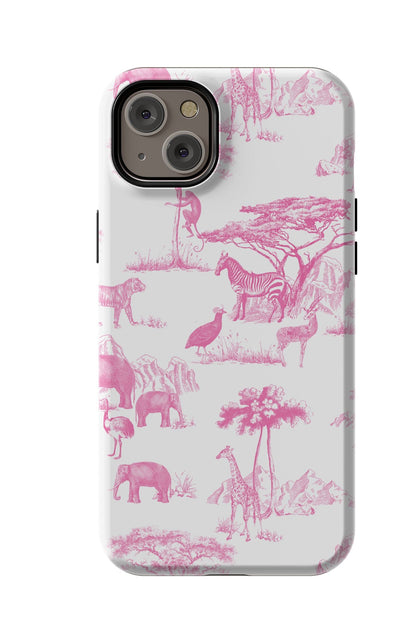 Safari Toile iPhone Case Phone Case Pink / iPhone 14 Plus / MagSafe Tough Katie Kime