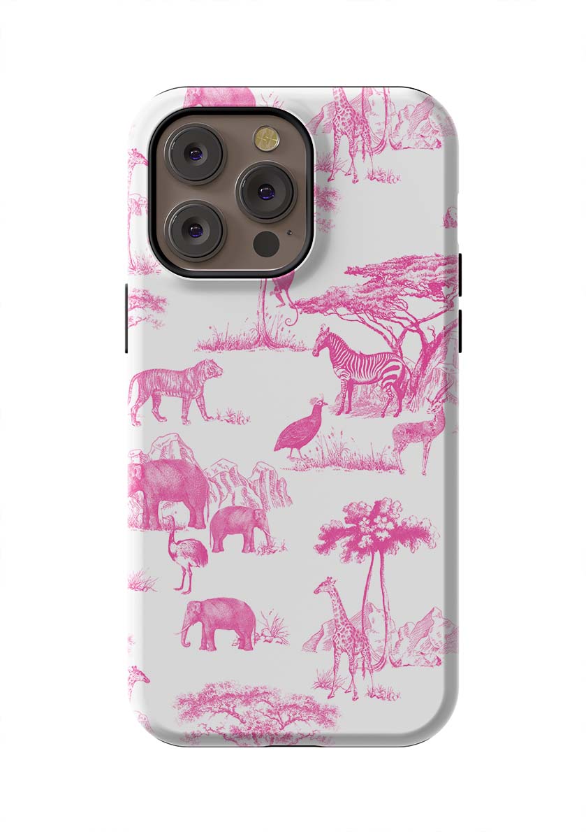 Safari Toile iPhone Case Phone Case Pink / iPhone 14 Pro Max / Tough Katie Kime