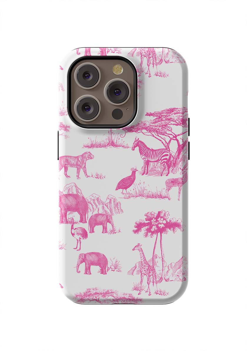 Safari Toile iPhone Case Phone Case Pink / iPhone 14 Pro / Tough Katie Kime