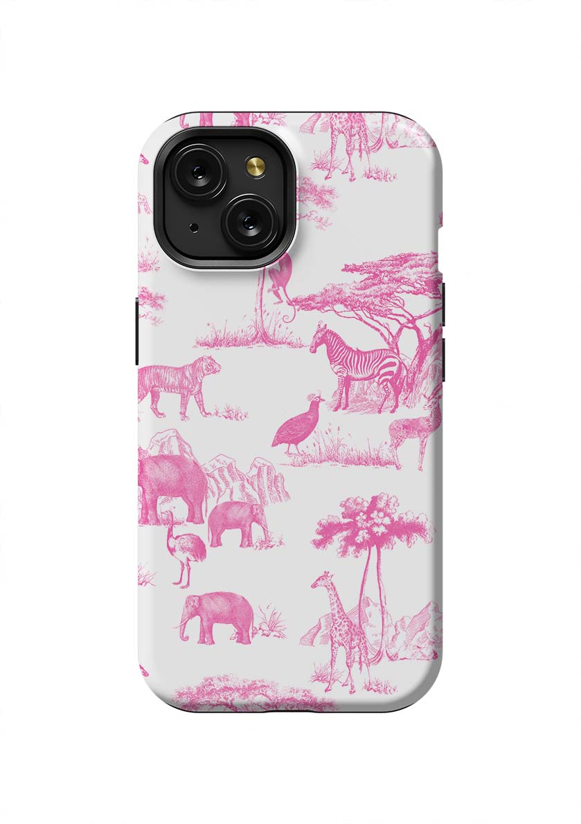 Safari Toile iPhone Case Phone Case Pink / iPhone 15 / Tough Katie Kime