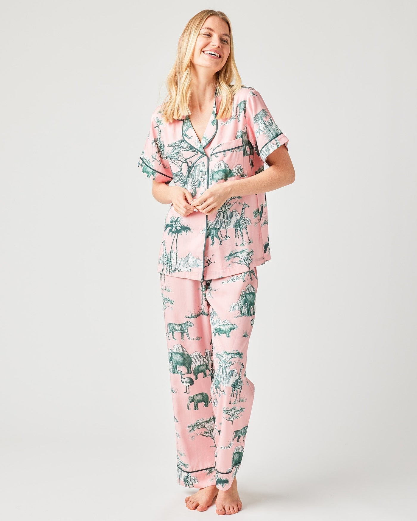 Safari Toile Pajama Pants Set Pajama Set Katie Kime