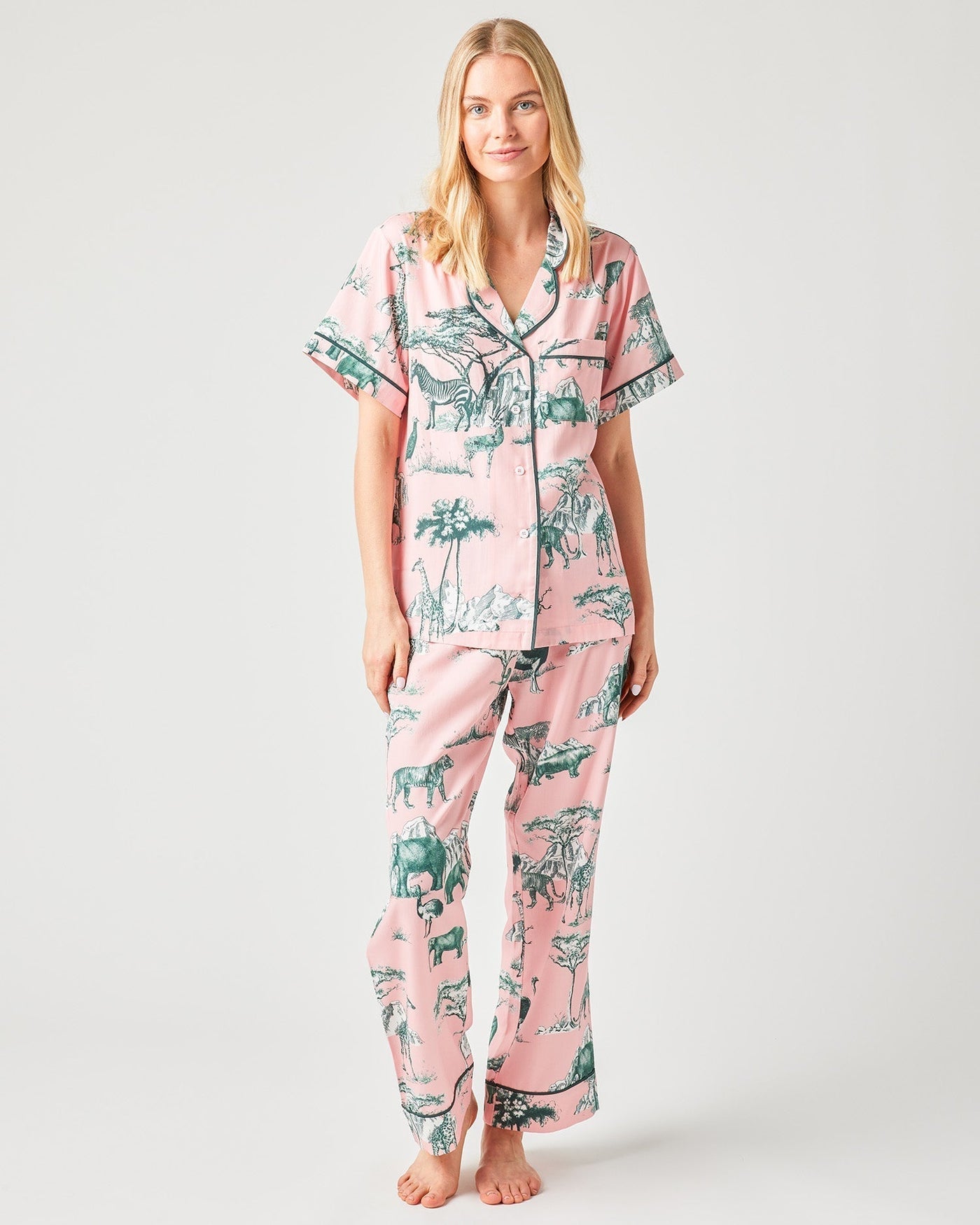 Safari Toile Pajama Set Pajama Set Peach Hunter / XXS / Pants Katie Kime