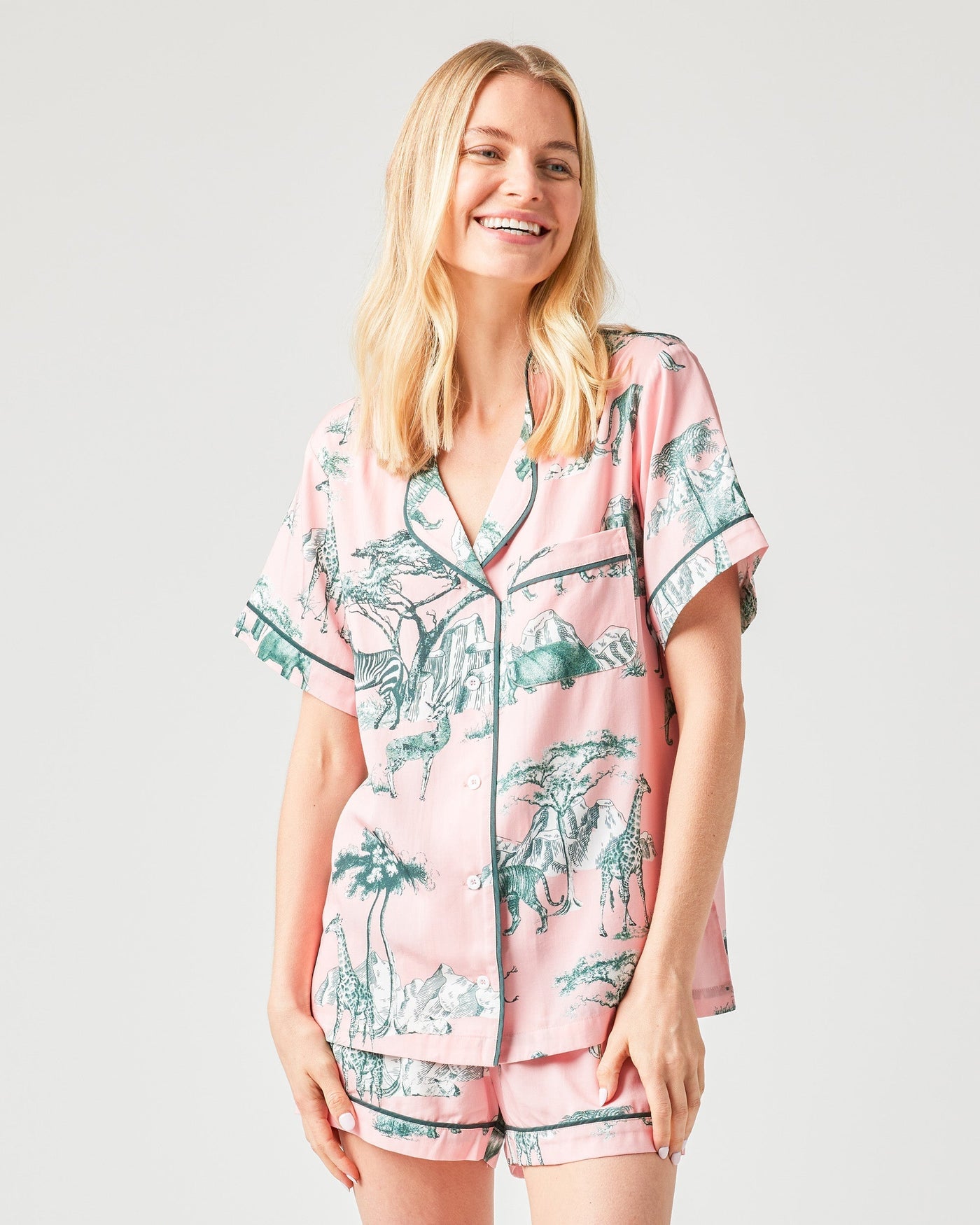 Safari Toile Pajama Shorts Set Pajama Set Katie Kime