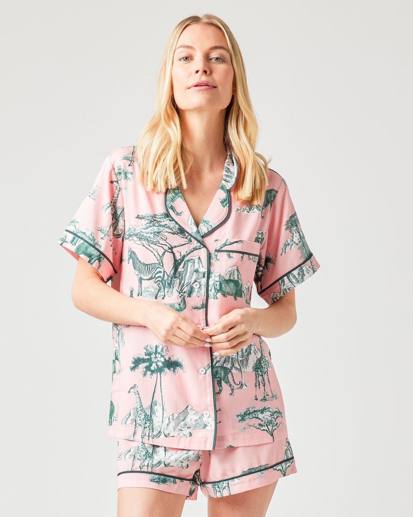 Safari Toile Pajama Shorts Set Pajama Set Katie Kime