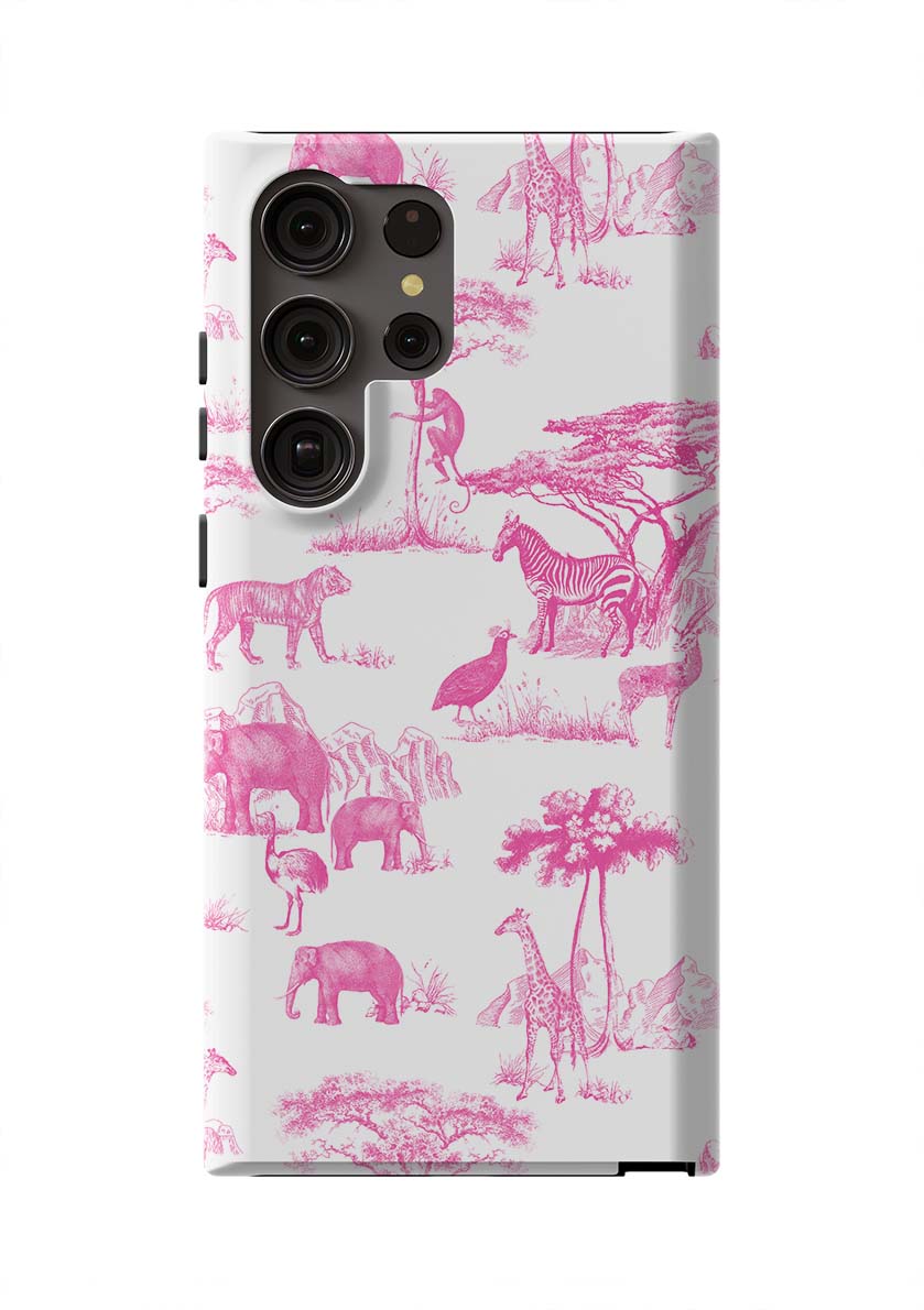Safari Toile Samsung Phone Case Phone Case Pink / Galaxy S23 Ultra / Tough Katie Kime