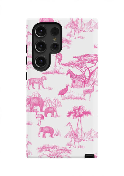 Safari Toile Samsung Phone Case Phone Case Pink / Galaxy S24 Ultra / Tough Katie Kime