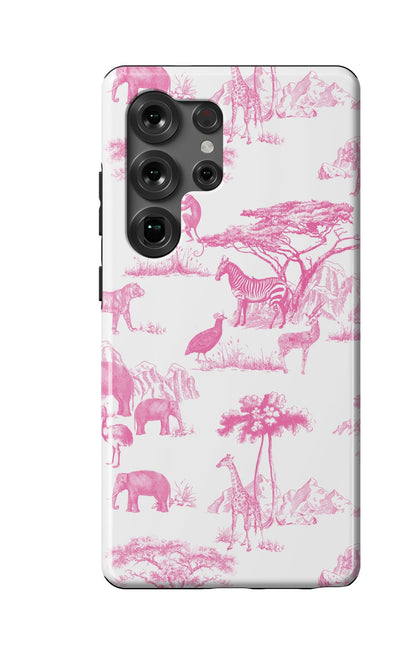 Safari Toile Samsung Phone Case Phone Case Pink / Galaxy S25 Ultra / Tough Katie Kime