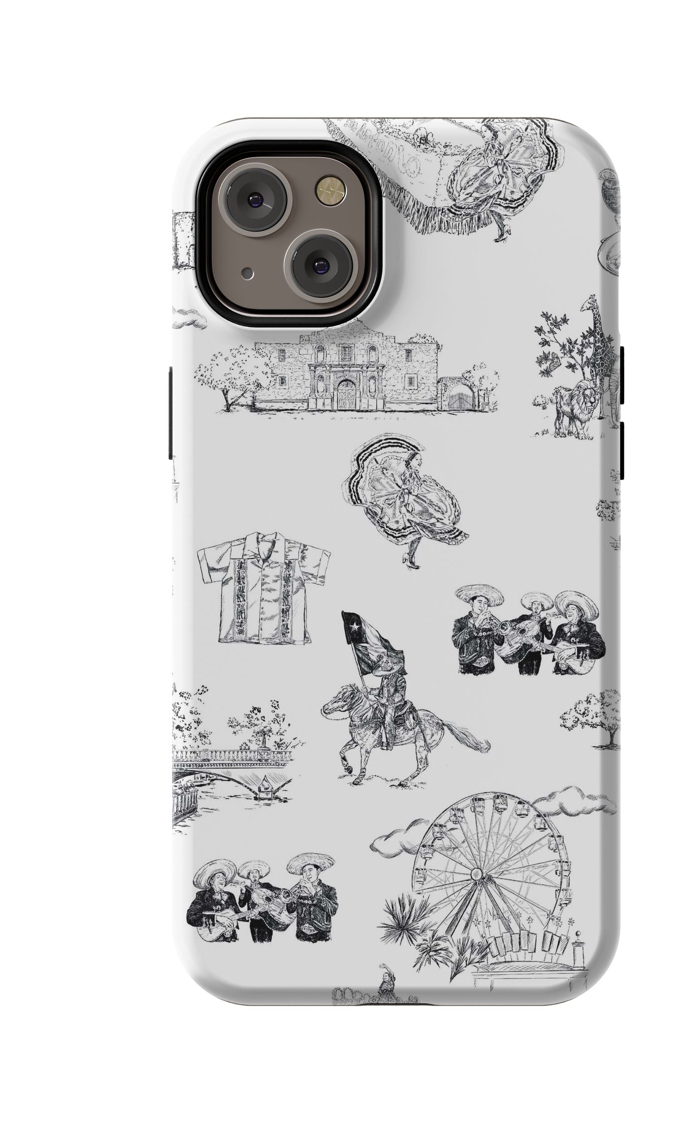 San Antonio Toile iPhone Case Phone Case Black / iPhone 14 Plus / MagSafe Tough Katie Kime