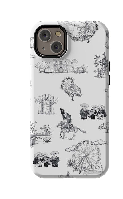 San Antonio Toile iPhone Case Phone Case Black / iPhone 14 Plus / MagSafe Tough Katie Kime