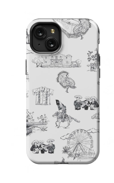 San Antonio Toile iPhone Case Phone Case Black / iPhone 15 Plus / MagSafe Tough Katie Kime