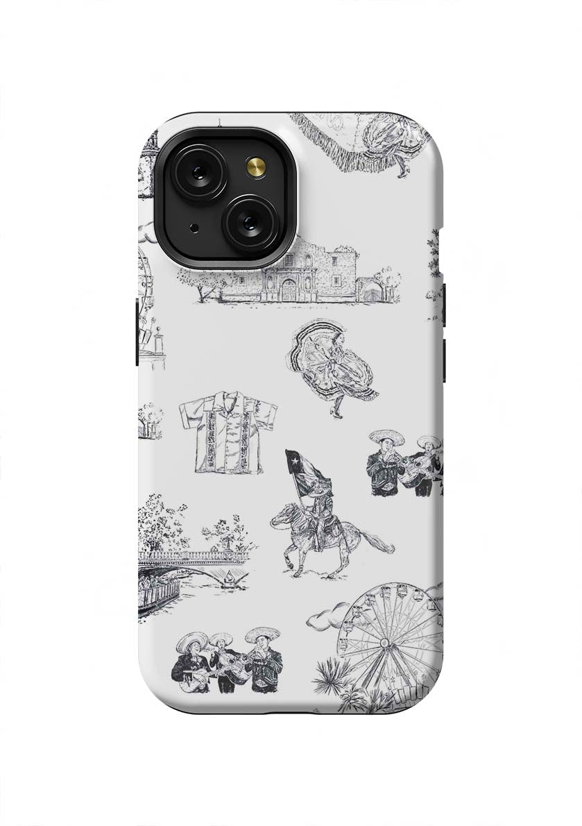 San Antonio Toile iPhone Case Phone Case Black / iPhone 15 / Tough Katie Kime