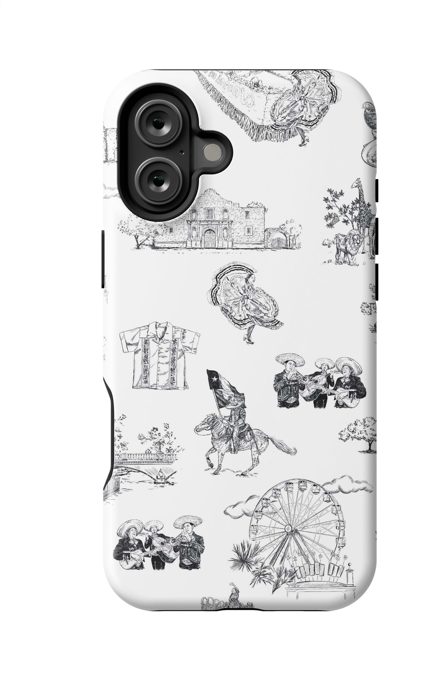 San Antonio Toile iPhone Case Phone Case Black / iPhone 16 Plus / MagSafe Tough Katie Kime