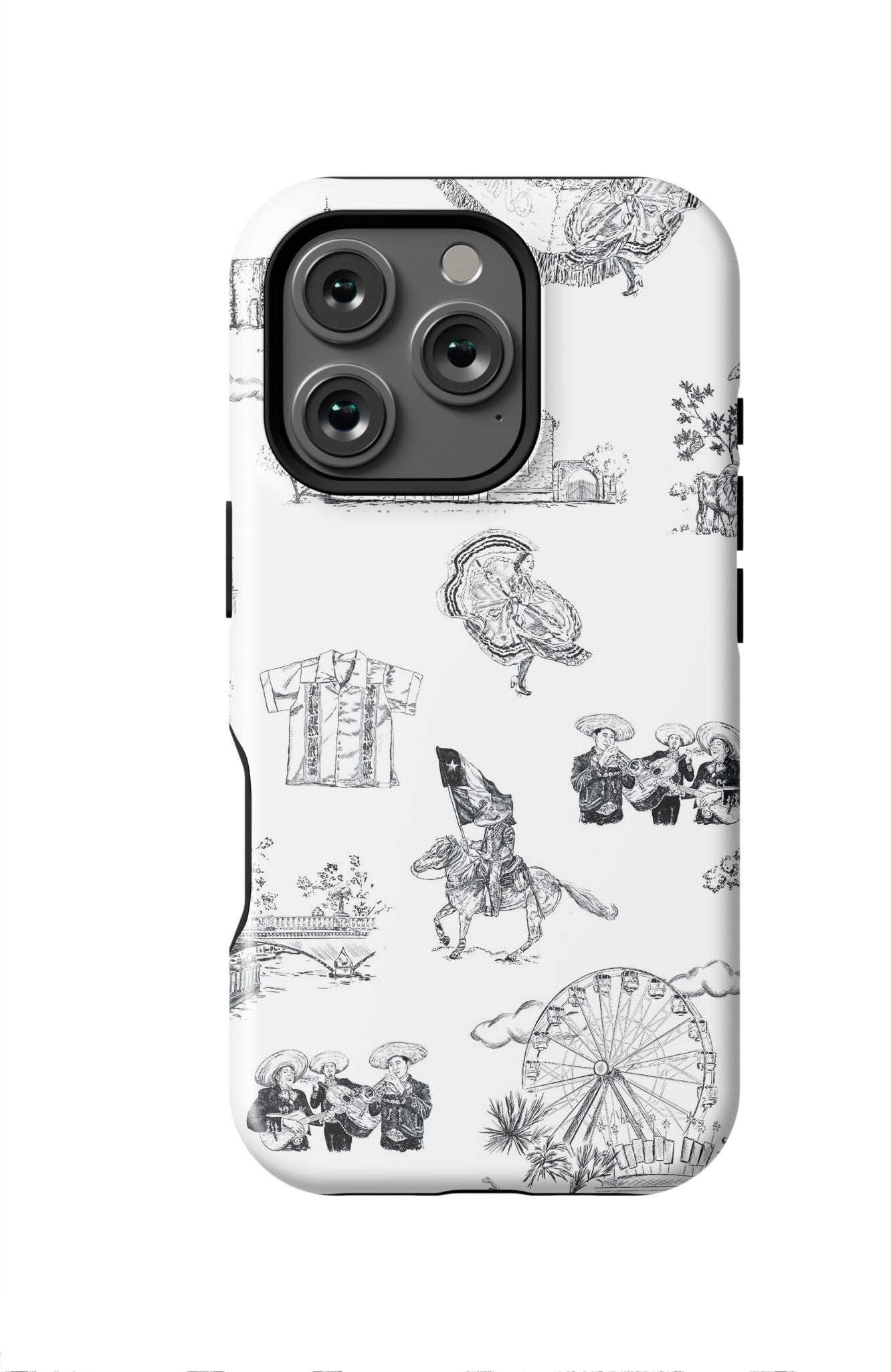 San Antonio Toile iPhone Case Phone Case Black / iPhone 16 Pro / MagSafe Tough Katie Kime