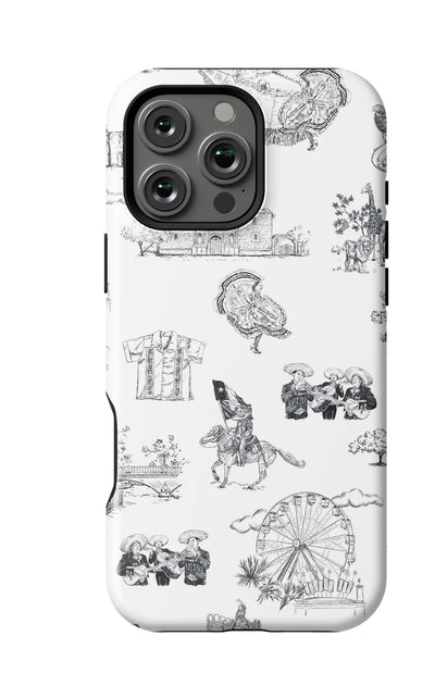 San Antonio Toile iPhone Case Phone Case Black / iPhone 16 Pro Max / MagSafe Tough Katie Kime