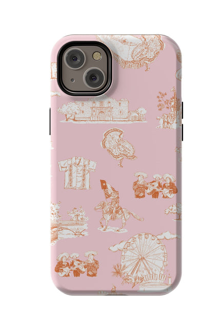 San Antonio Toile iPhone Case Phone Case Pink Orange / iPhone 14 Plus / MagSafe Tough Katie Kime