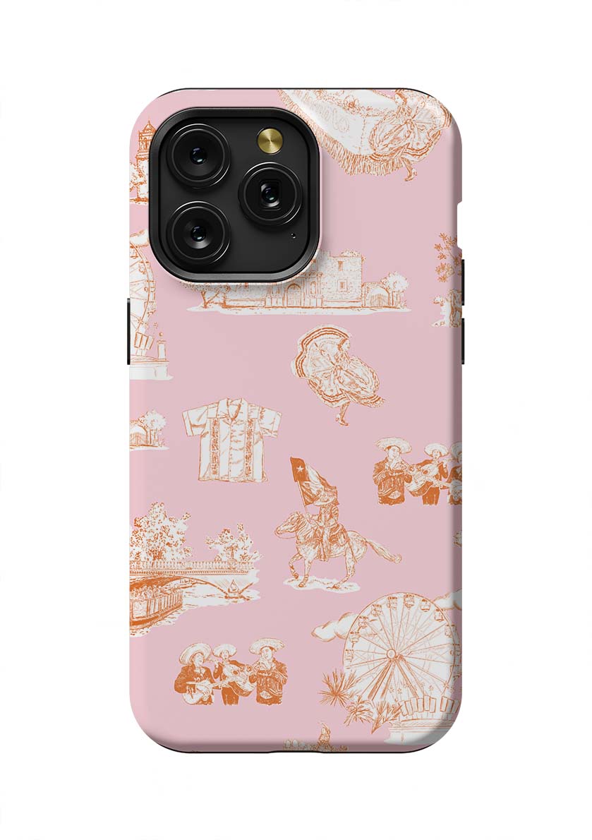 San Antonio Toile iPhone Case Phone Case Pink Orange / iPhone 15 Pro Max / Tough Katie Kime
