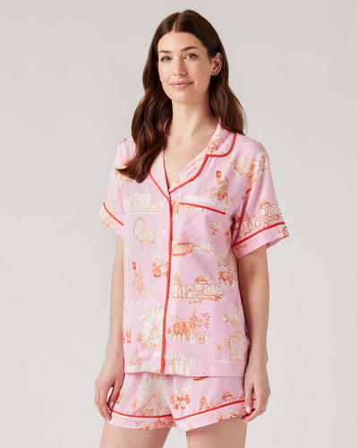 San Antonio Toile Pajama Set Pajama Set Pink Orange / XXS / Shorts Katie Kime