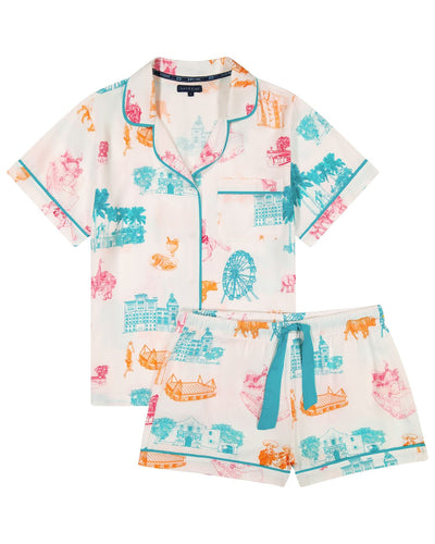 San Antonio Toile Pajama Shorts Set Pajama Set Katie Kime