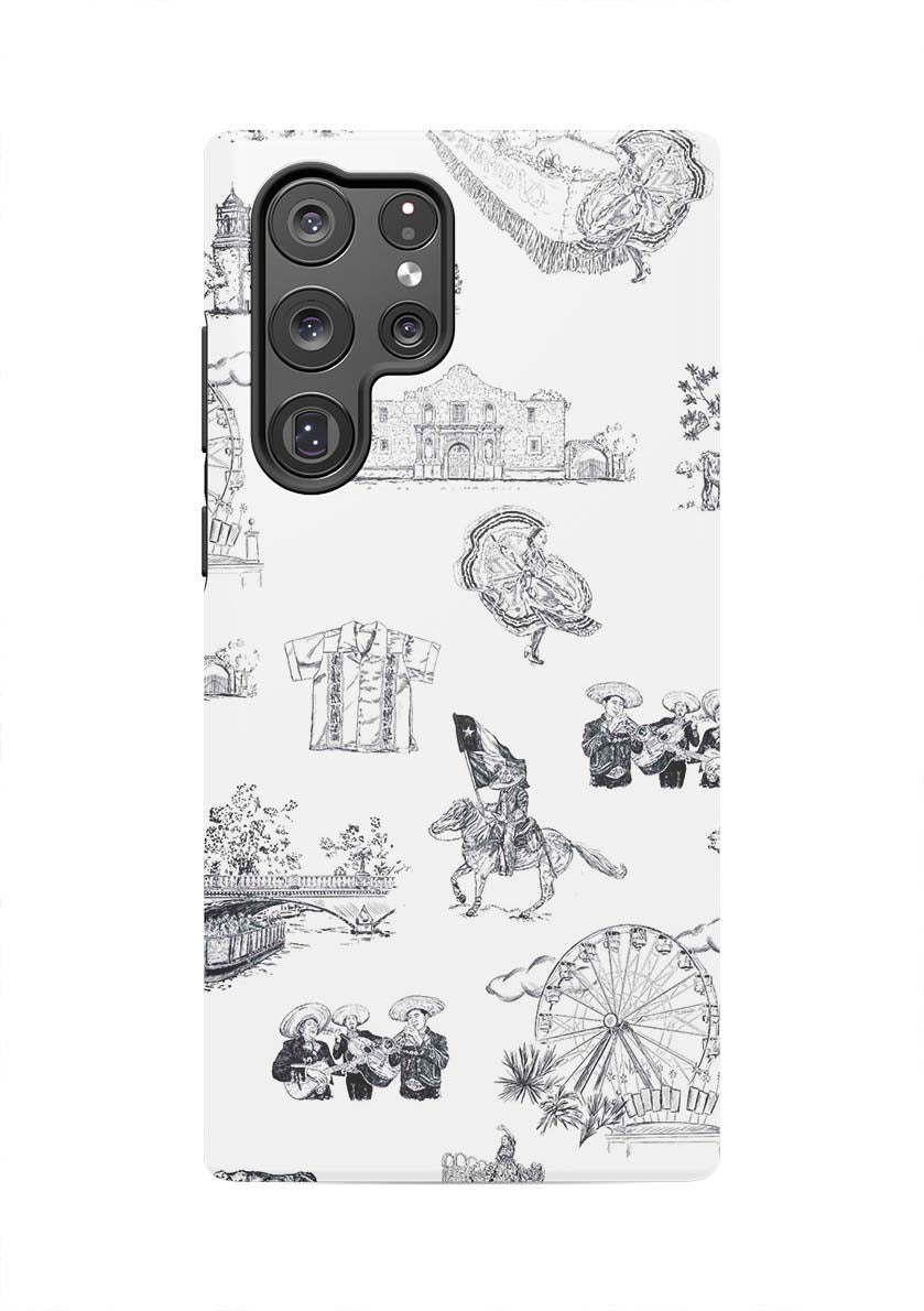 San Antonio Toile Samsung Phone Case Phone Case Black / Galaxy S22 Ultra / Tough Katie Kime