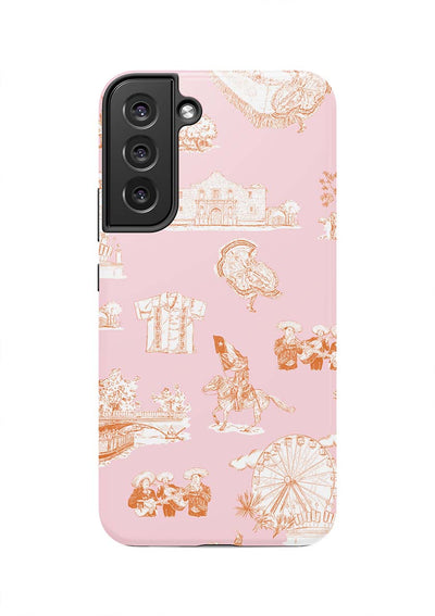 San Antonio Toile Samsung Phone Case Phone Case Pink Orange / Galaxy S22 Plus / Tough Katie Kime