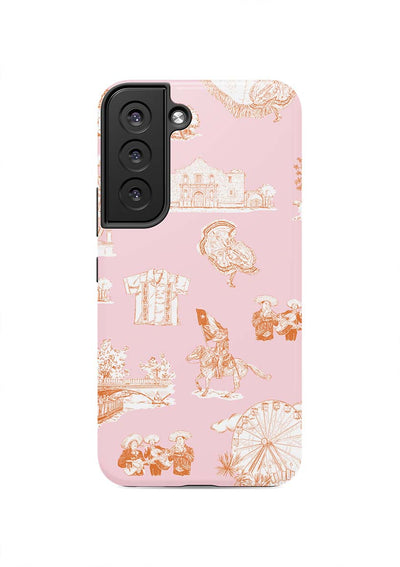 San Antonio Toile Samsung Phone Case Phone Case Pink Orange / Galaxy S22 / Tough Katie Kime