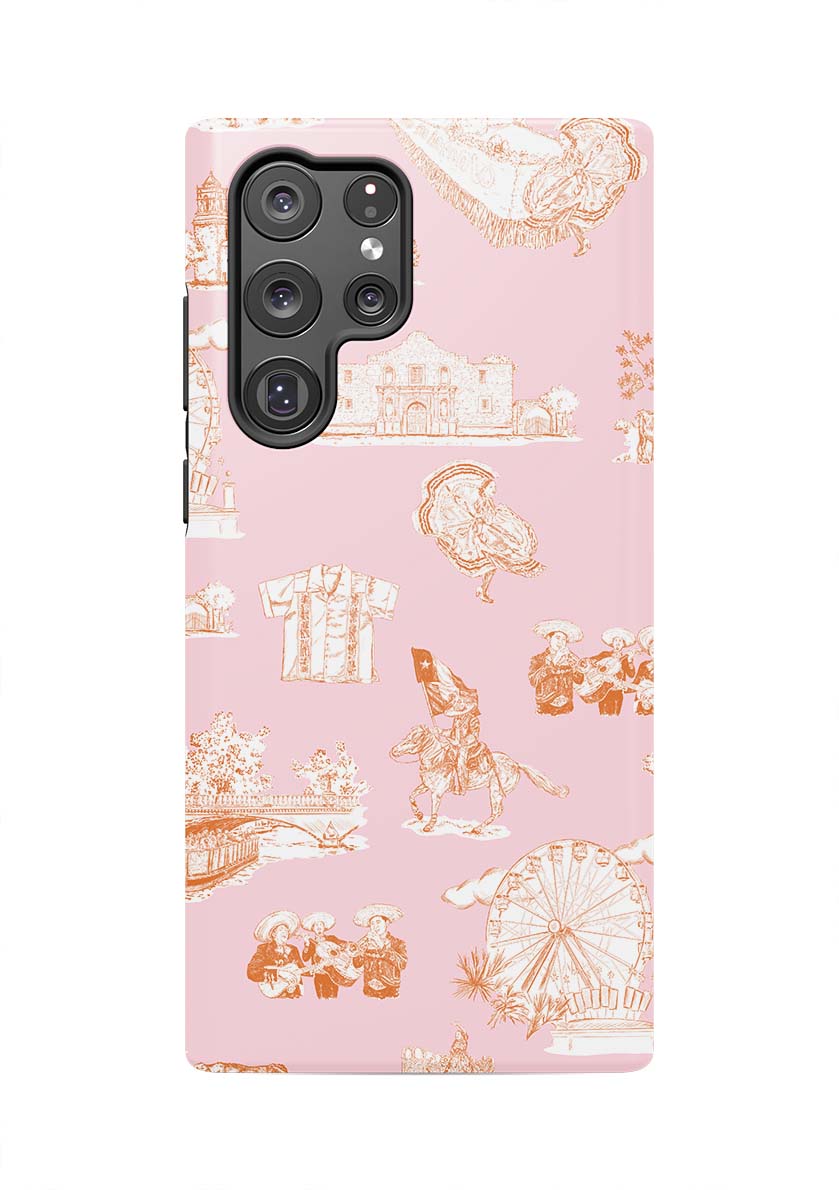 San Antonio Toile Samsung Phone Case Phone Case Pink Orange / Galaxy S22 Ultra / Tough Katie Kime