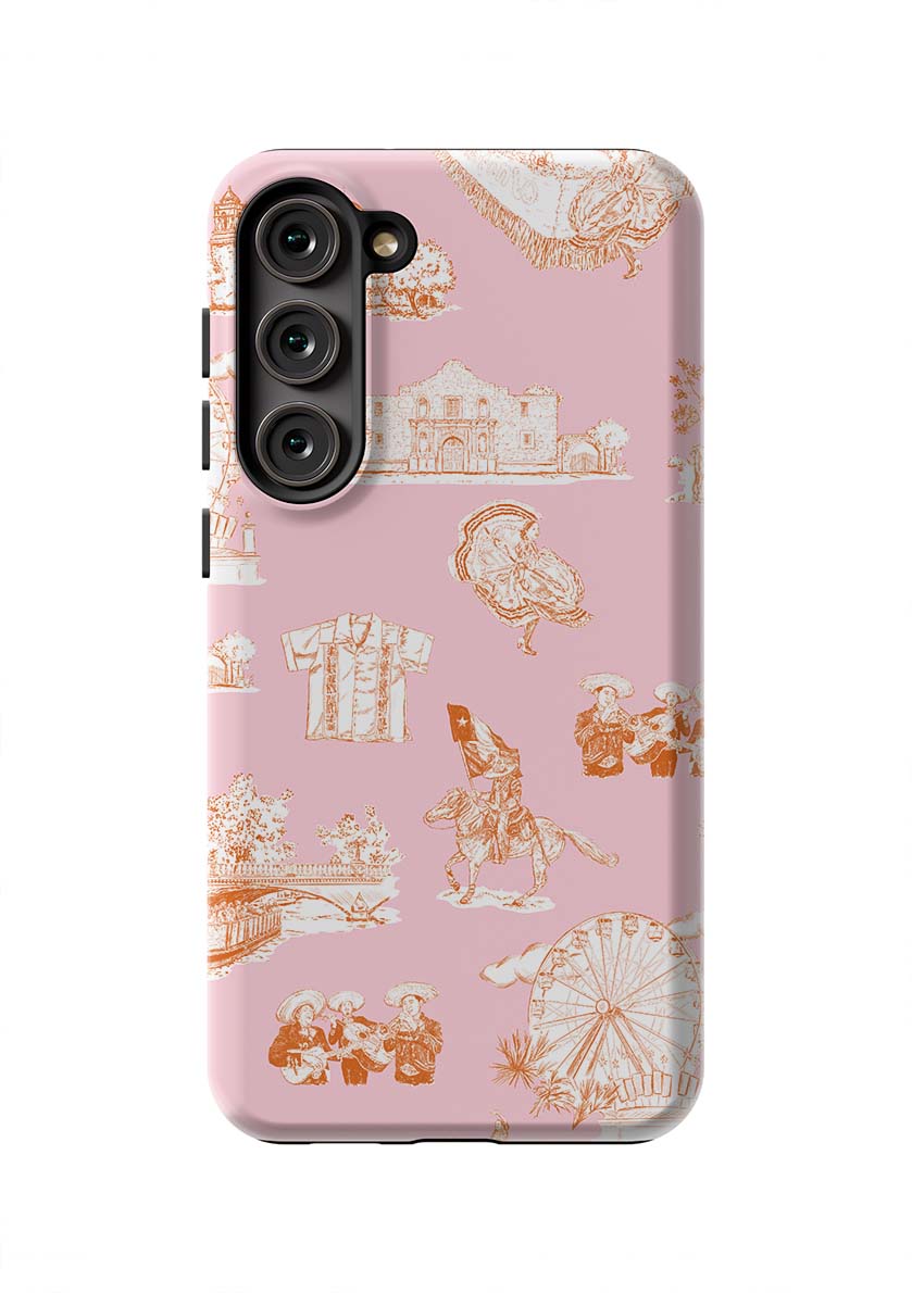San Antonio Toile Samsung Phone Case Phone Case Pink Orange / Galaxy S23 Plus / Tough Katie Kime
