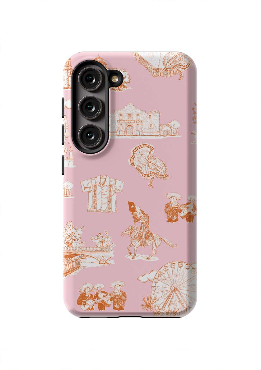 San Antonio Toile Samsung Phone Case Phone Case Pink Orange / Galaxy S23 / Tough Katie Kime