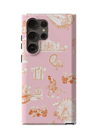 San Antonio Toile Samsung Phone Case Phone Case Pink Orange / Galaxy S23 Ultra / Tough Katie Kime