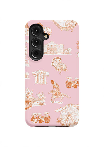 San Antonio Toile Samsung Phone Case Phone Case Pink Orange / Galaxy S24 / Tough Katie Kime