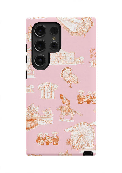 San Antonio Toile Samsung Phone Case Phone Case Pink Orange / Galaxy S24 Ultra / Tough Katie Kime