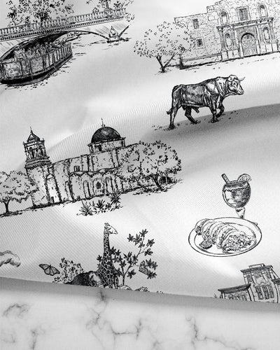 San Antonio Toile Tea Towel Set Tea Towel Pink Black Katie Kime