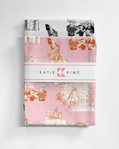 San Antonio Toile Tea Towel Set Tea Towel Pink Black Katie Kime