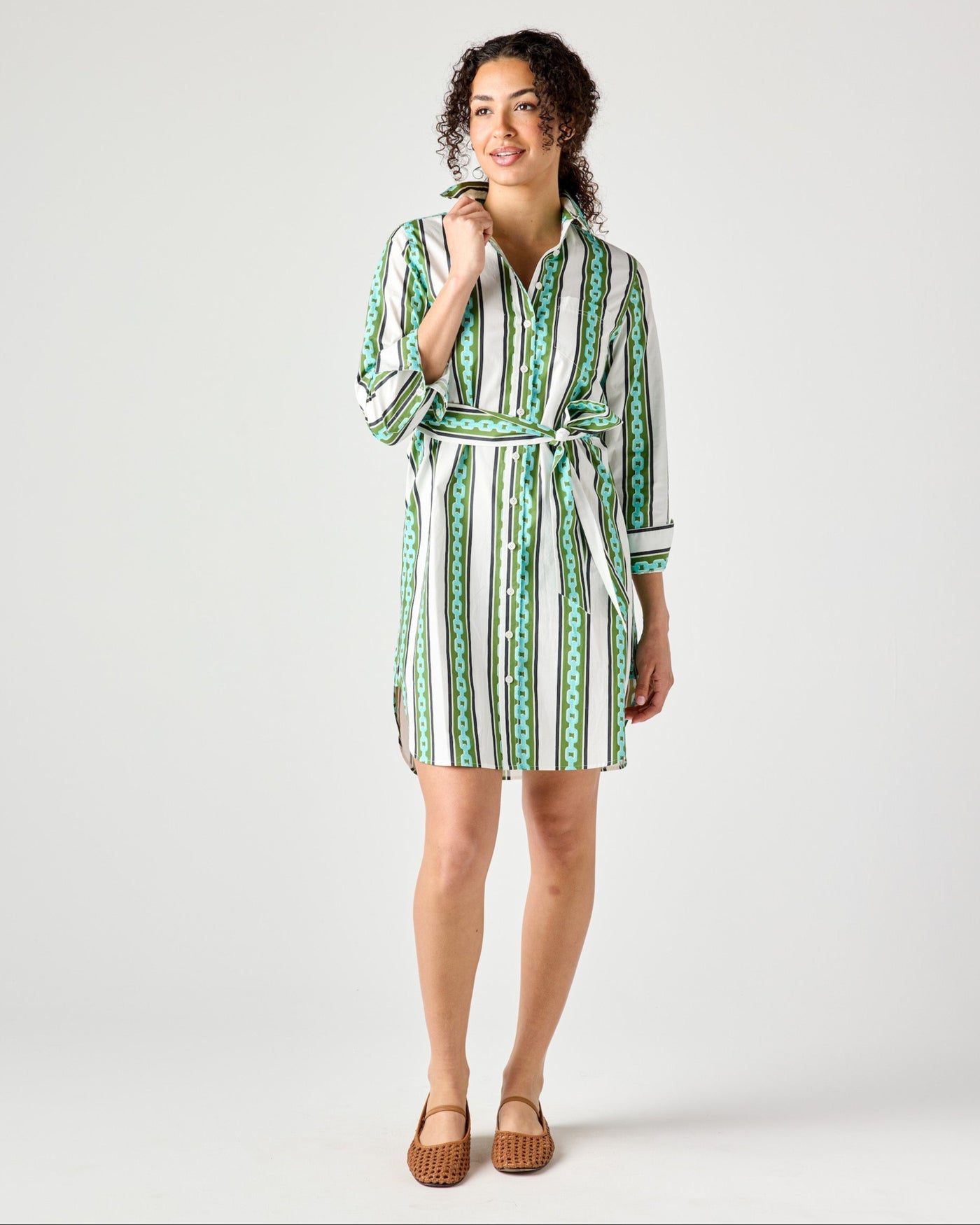 Sophia Shirtdress in Chain Stripe Dress Katie Kime